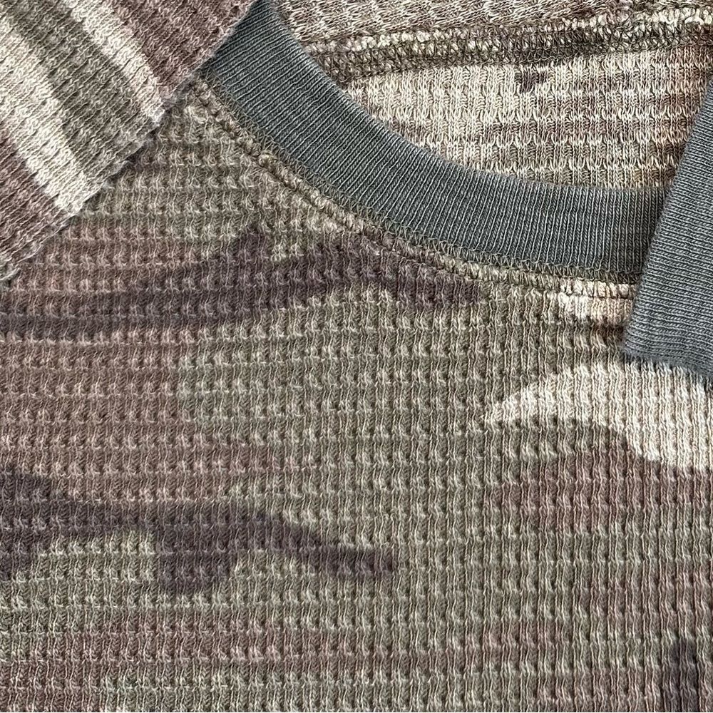 Ralph Lauren RRL Cotton Olive Camo Long Sleeve Thermal Waffle-Knit Tee Shirt - Picture 9 of 16